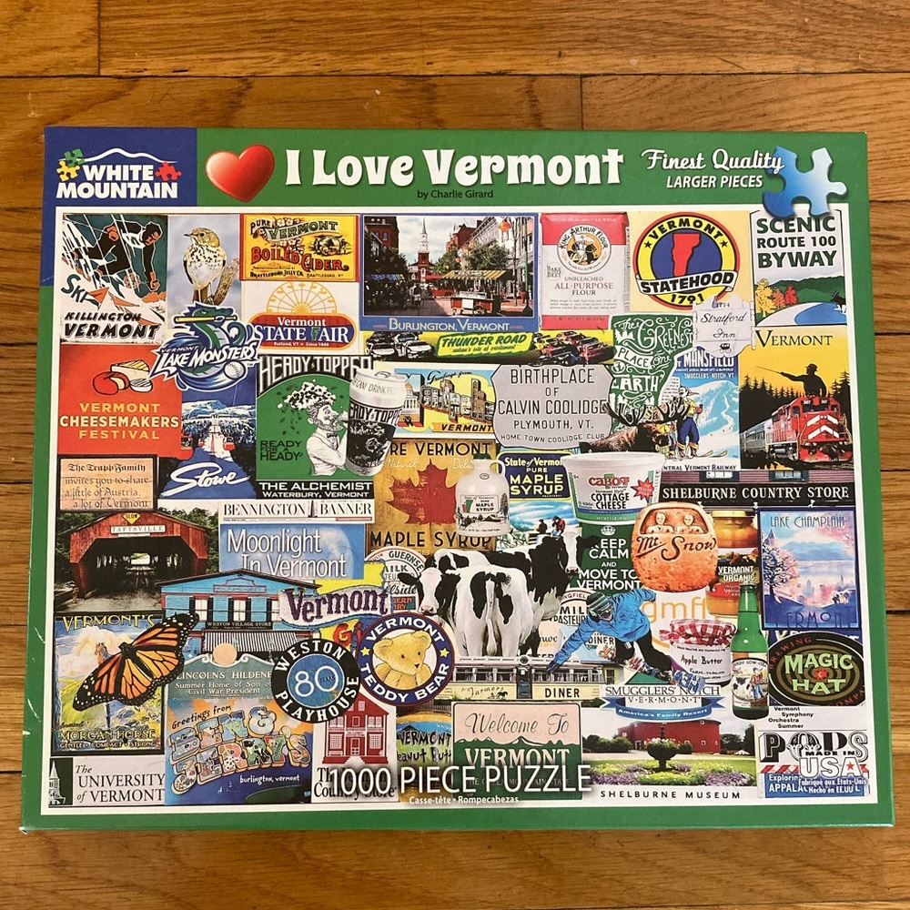 “I love Vermont” 1000 Piece White Mountain Jigsaw Puzzle
